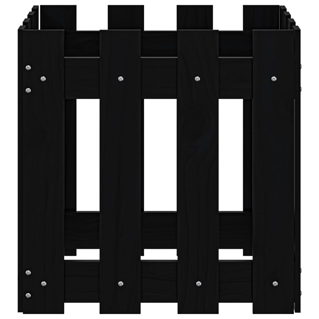 Vrtna sadilica s izgledom ograde crna 40x40x40 cm od borovine