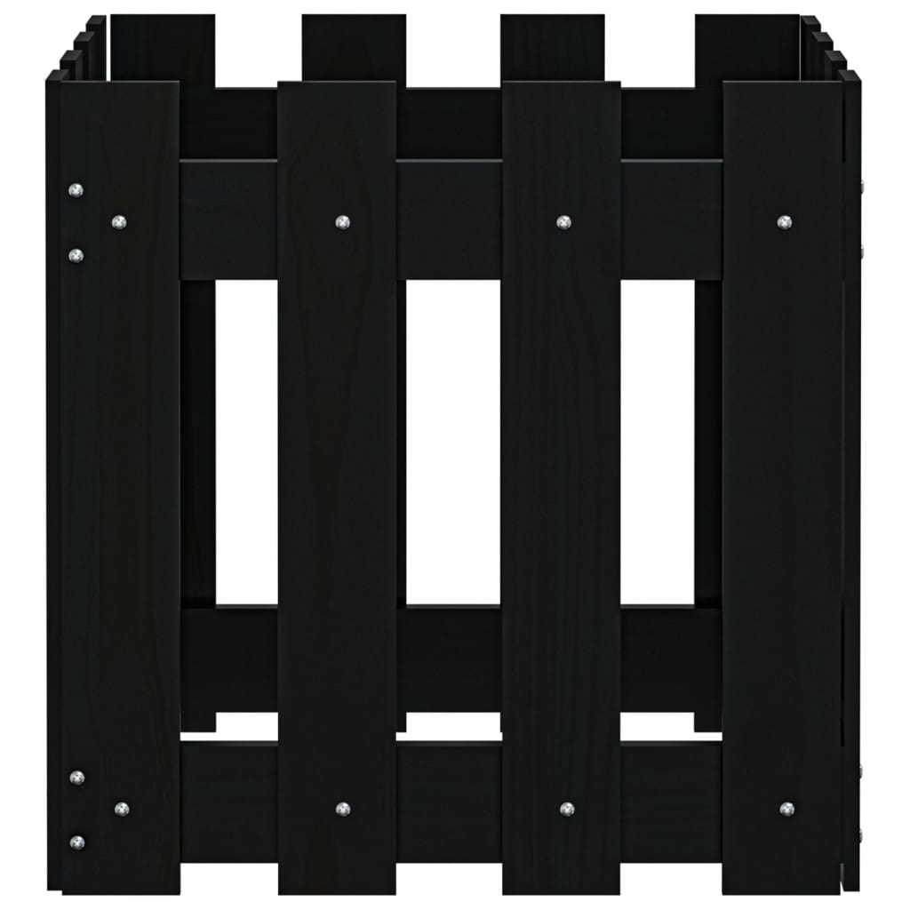 Vrtna sadilica s izgledom ograde crna 40x40x40 cm od borovine