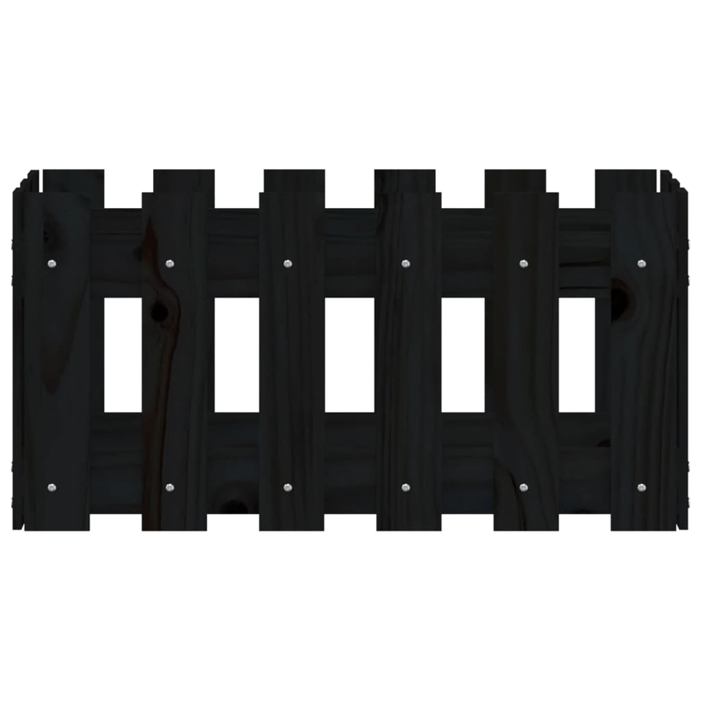 Vrtna sadilica s izgledom ograde crna 60x30x30 cm od borovine