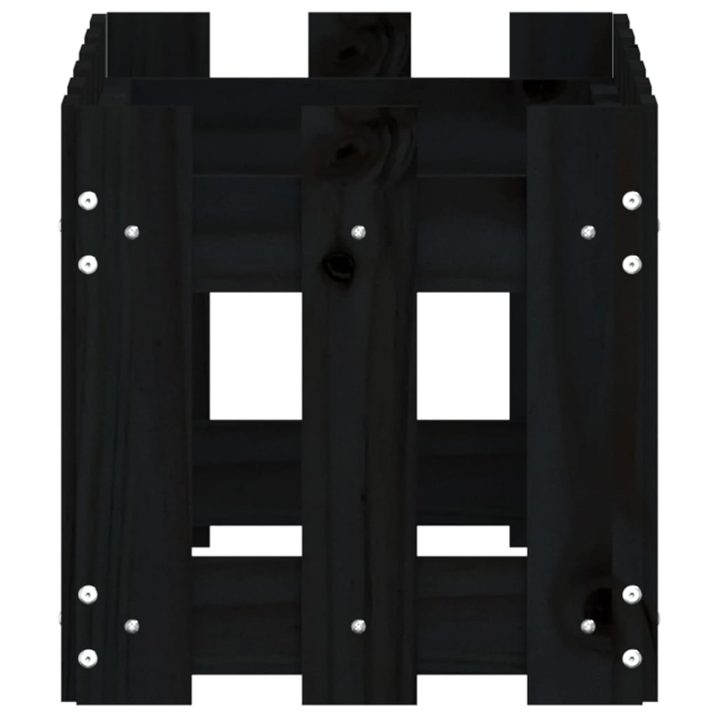 Vrtna sadilica s izgledom ograde crna 60x30x30 cm od borovine