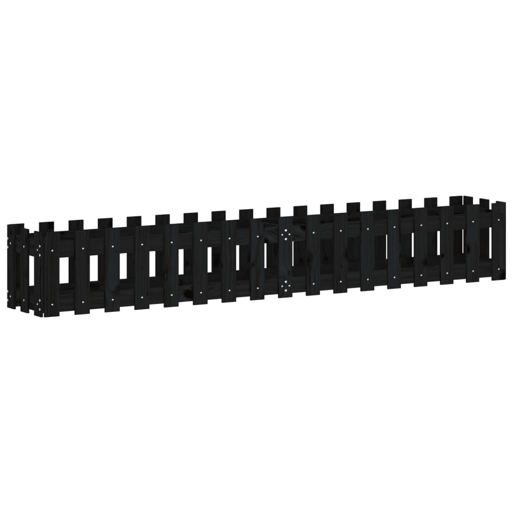 Povišena vrtna gredica crna 200x30x30 cm masivna borovina