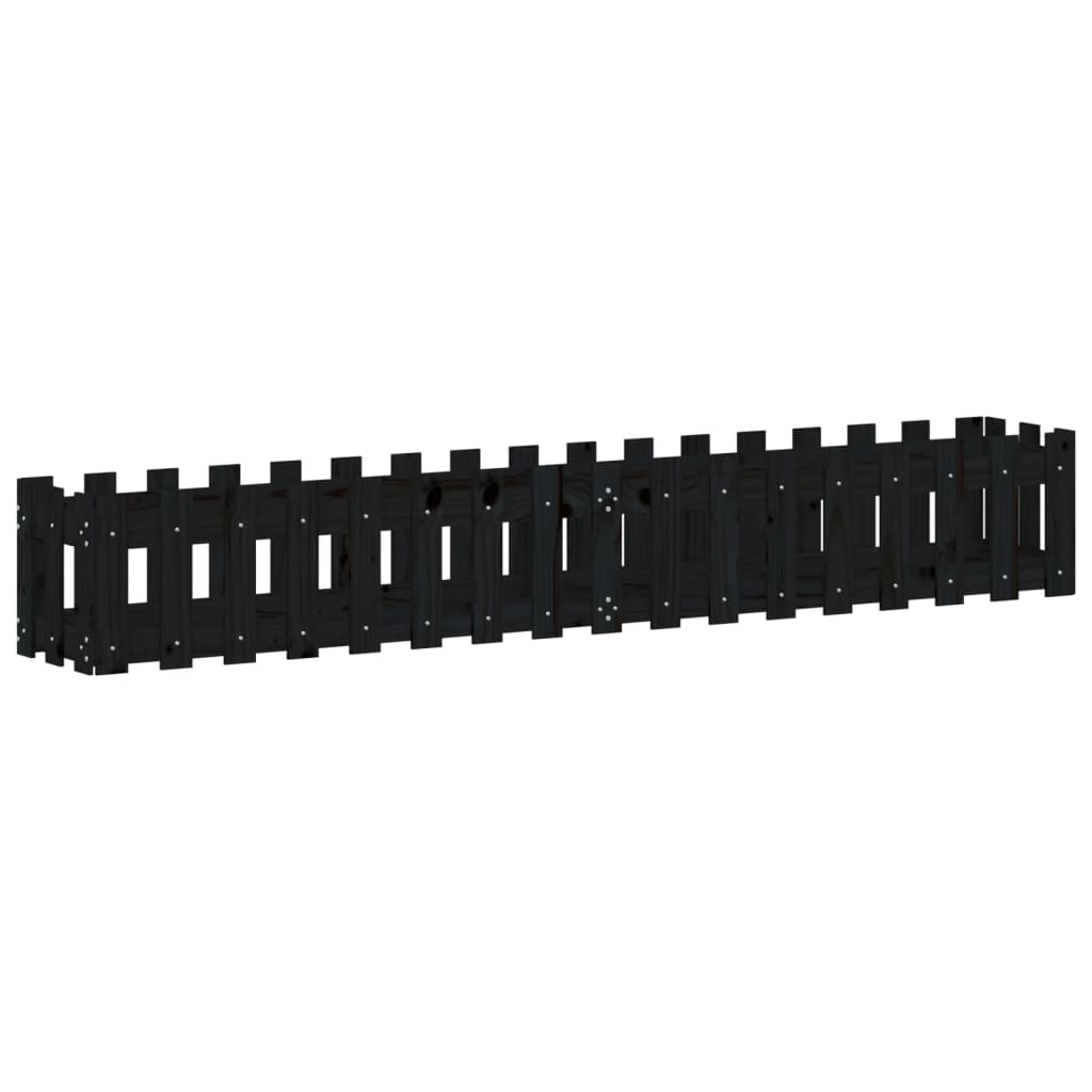 Povišena vrtna gredica crna 200x30x30 cm masivna borovina