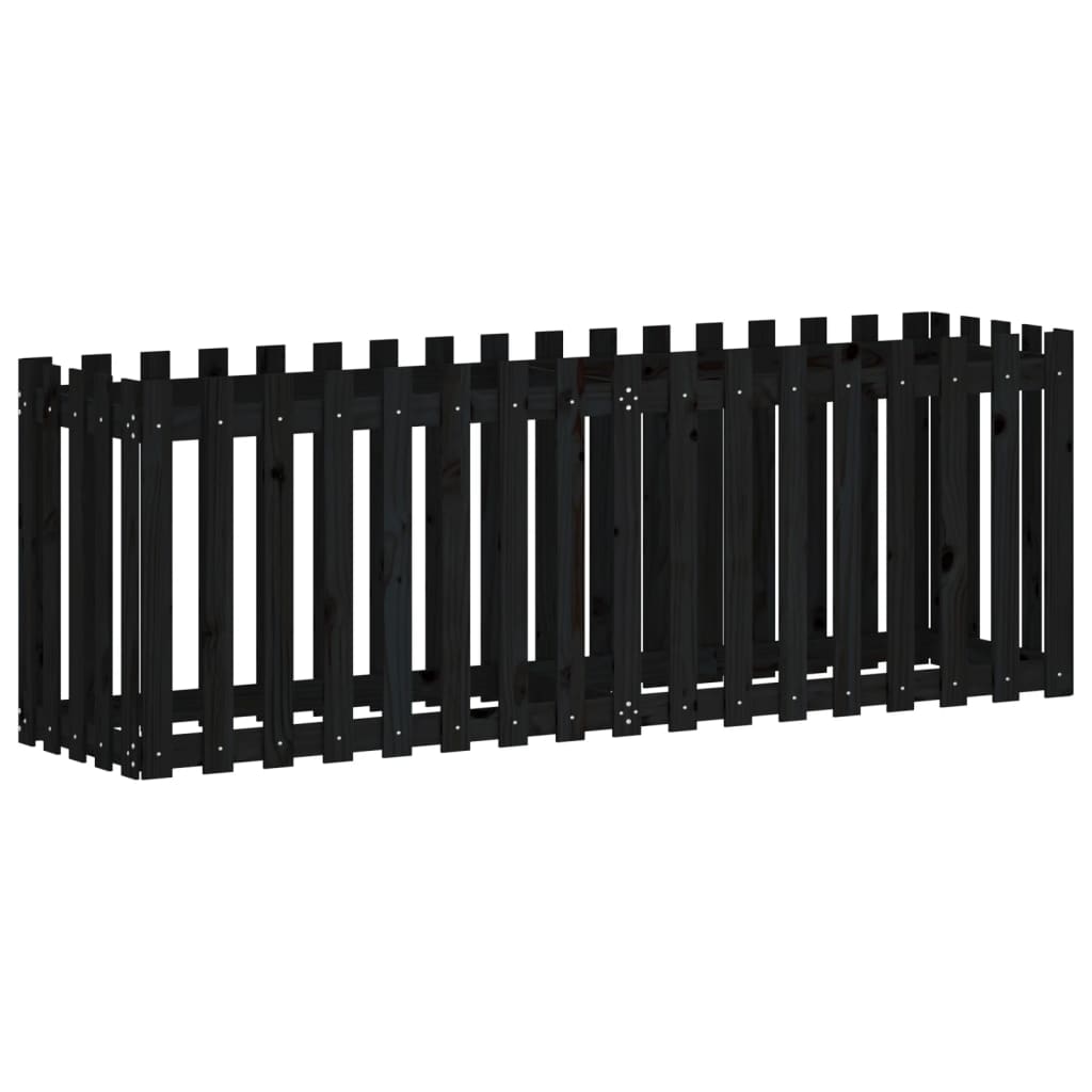 Povišena vrtna gredica crna 200x50x70 cm masivna borovina