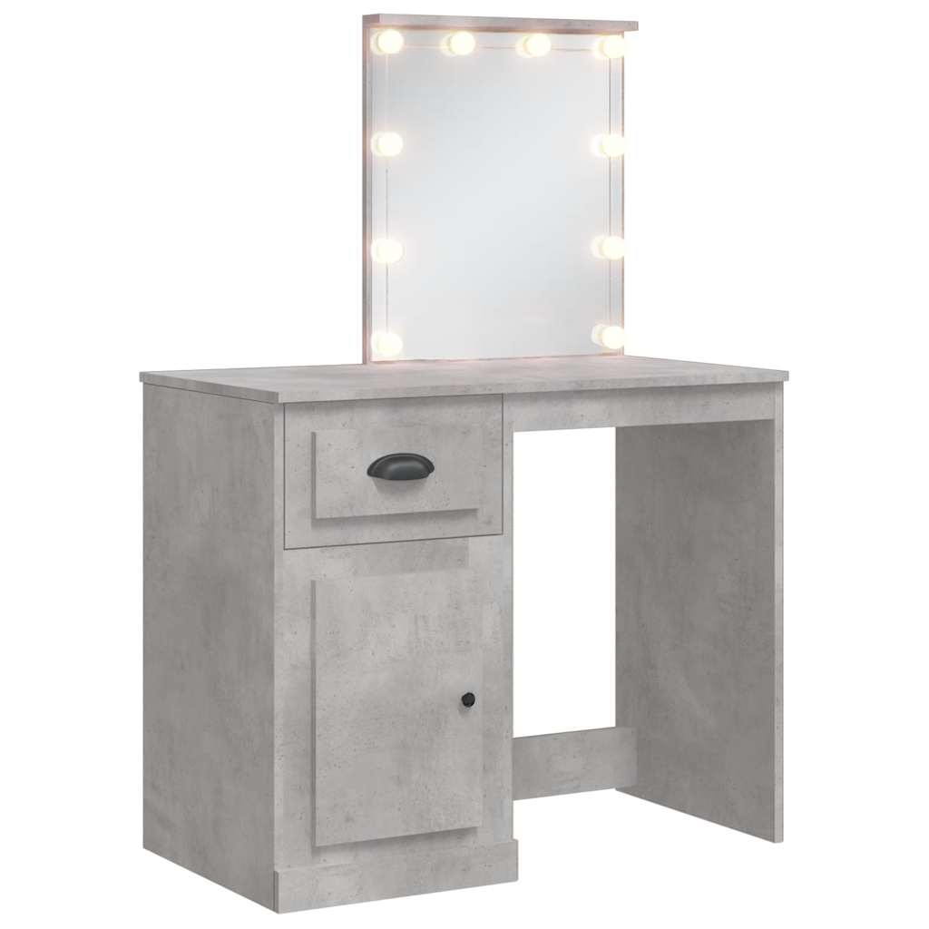 Toaletni stolić s LED svjetlima siva boja betona 90x42x132,5 cm