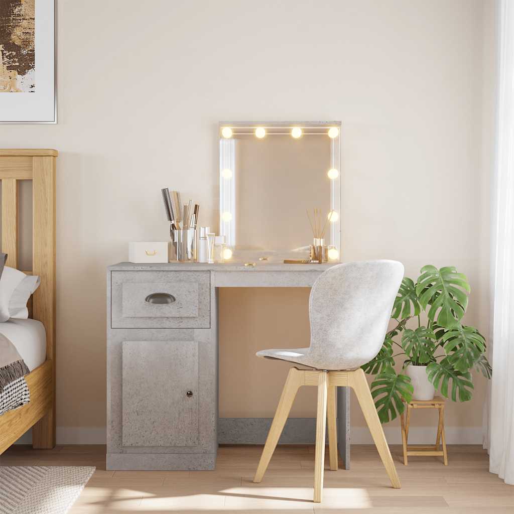 Toaletni stolić s LED svjetlima siva boja betona 90x42x132,5 cm