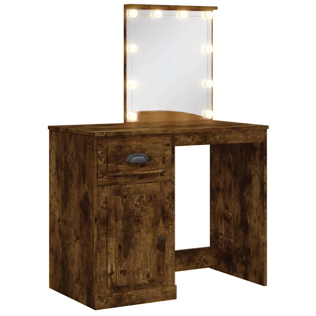 Toaletni stolić LED boja dimljenog hrasta 90 x 42 x 132,5 cm
