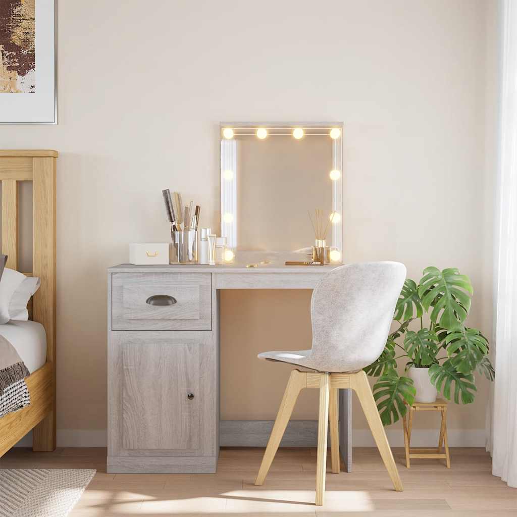 Toaletni stolić s LED svjetlima sivog sonome 90x42x132,5 cm