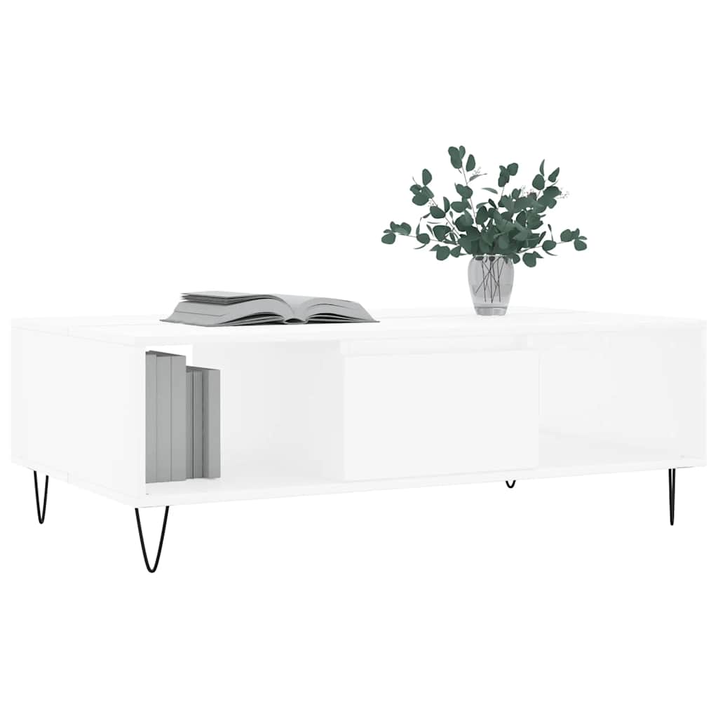 Stolić za kavu bijeli 104 x 60 x 35 cm od konstruiranog drva