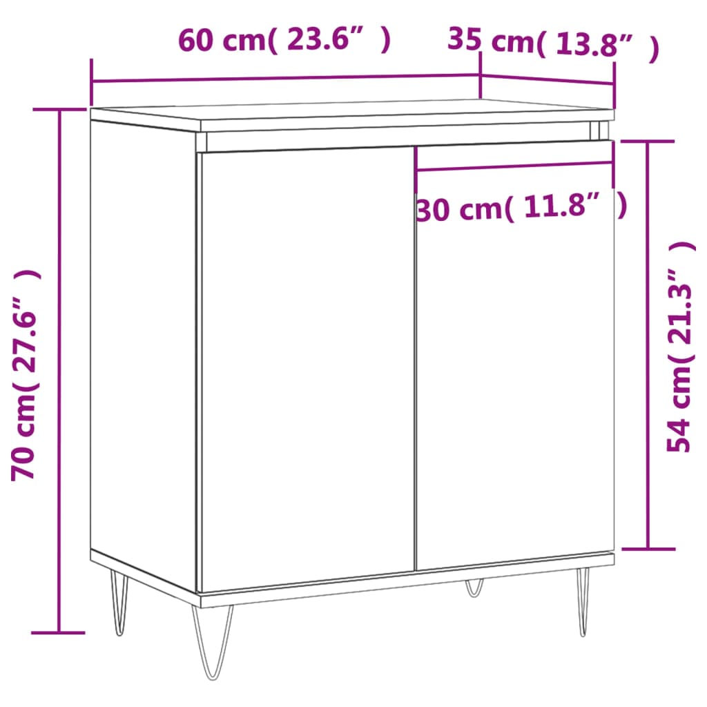Komoda boja dimljenog hrasta 60 x 35 x 70 cm konstruirano drvo