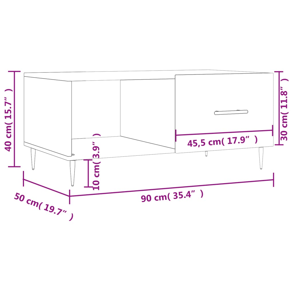 Stolić za kavu crni 90x50x40 cm od konstruiranog drva