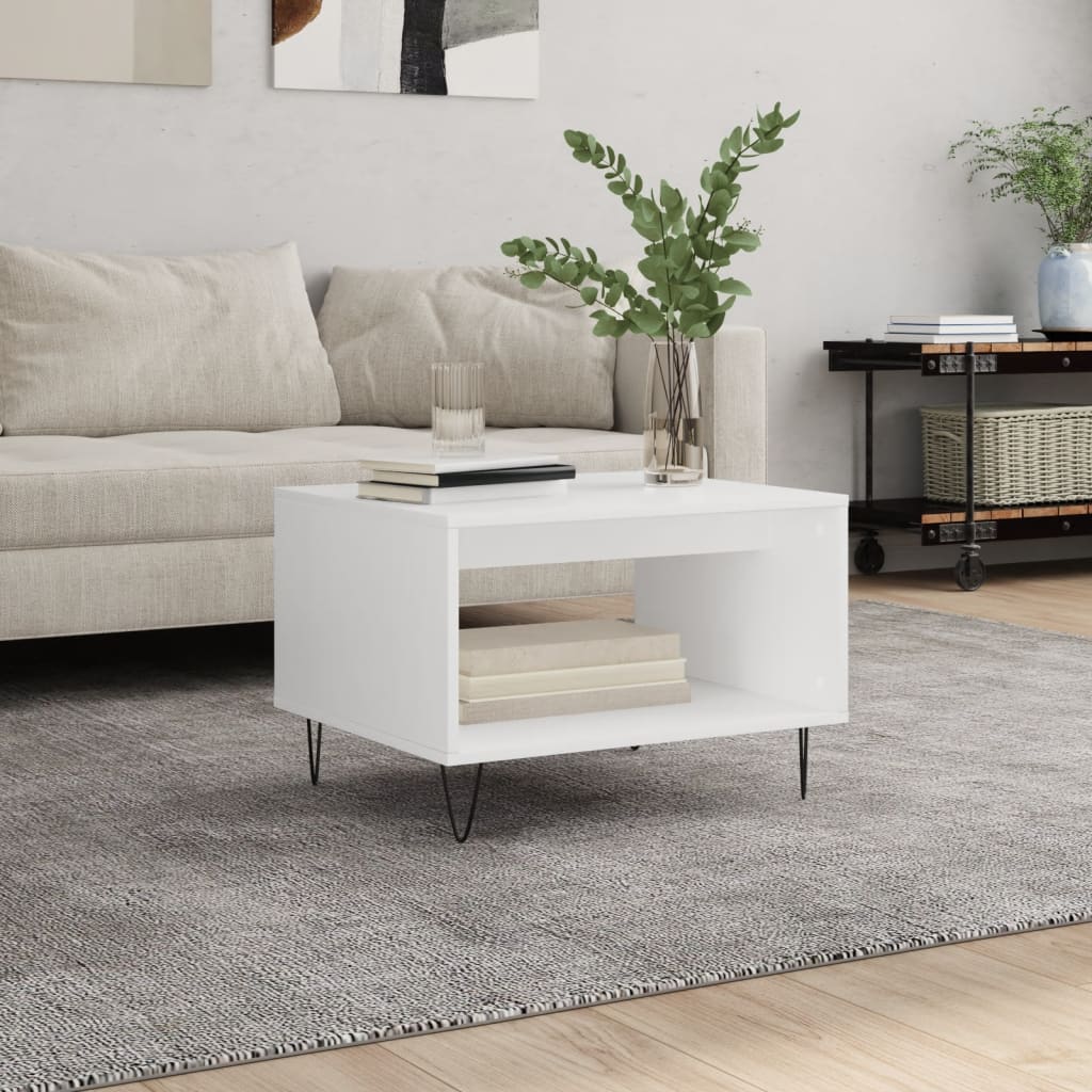Stolić za kavu bijeli 60 x 50 x 40 cm od konstruiranog drva