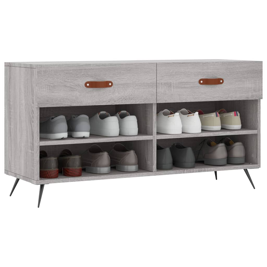 Klupa za cipele siva boja hrasta 102x35x55 cm konstruirano drvo