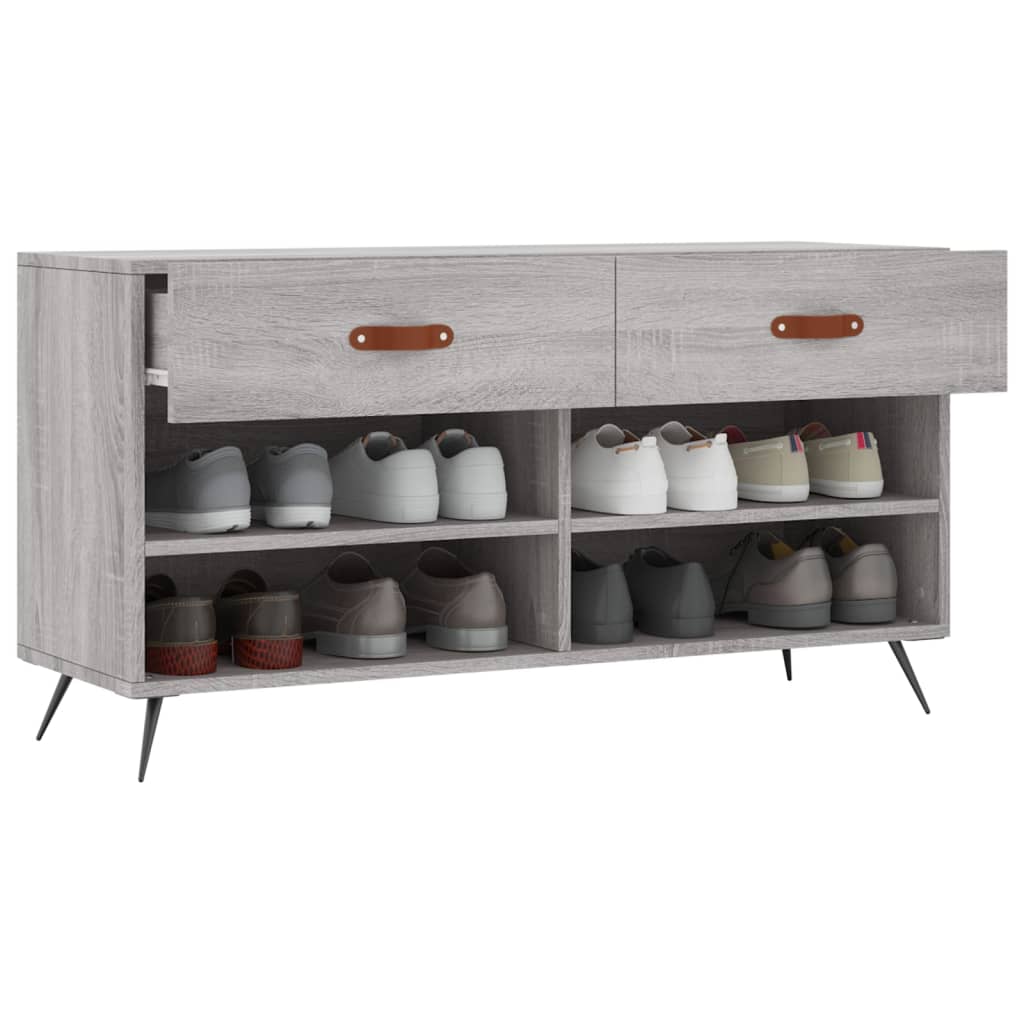 Klupa za cipele siva boja hrasta 102x35x55 cm konstruirano drvo