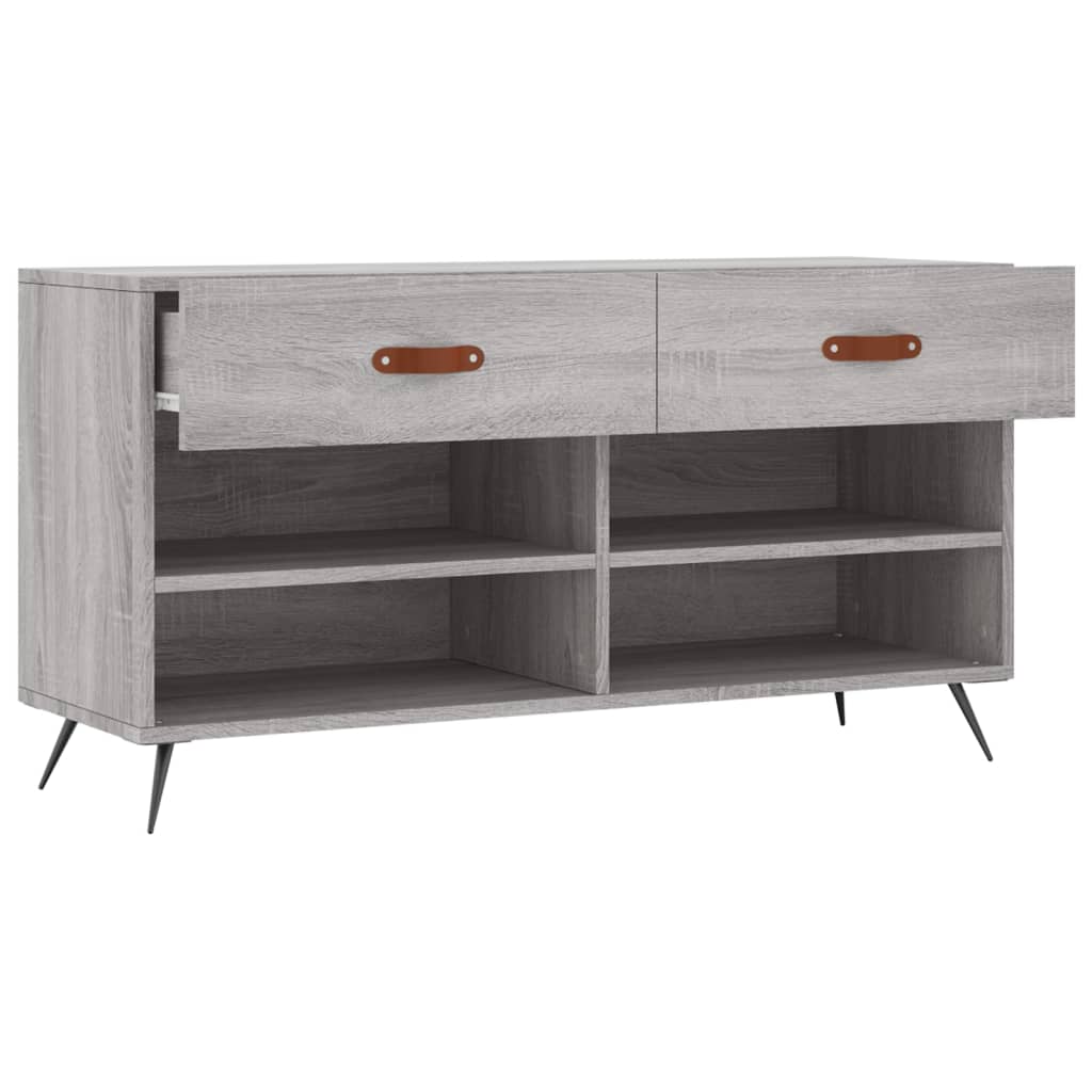 Klupa za cipele siva boja hrasta 102x35x55 cm konstruirano drvo