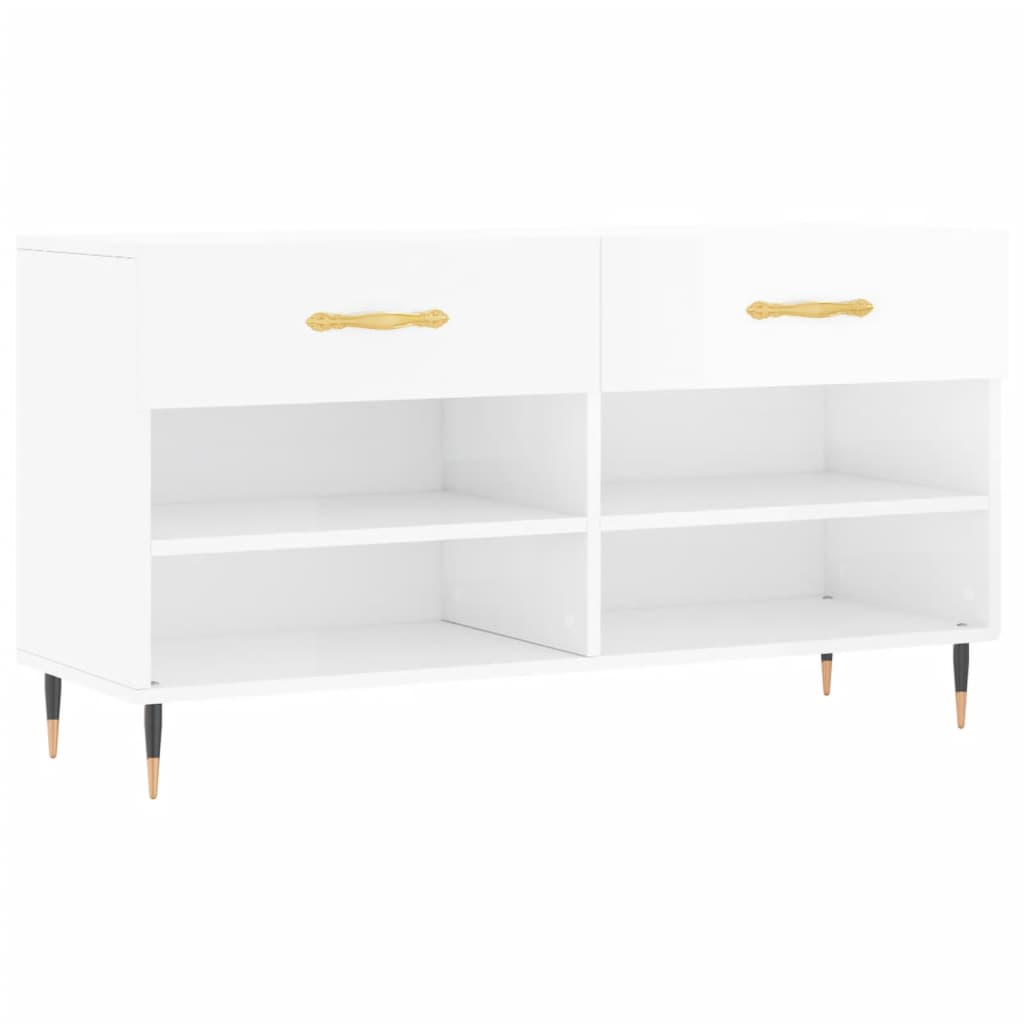 Klupa za cipele sjajna bijela 102x35x55 cm konstruirano drvo