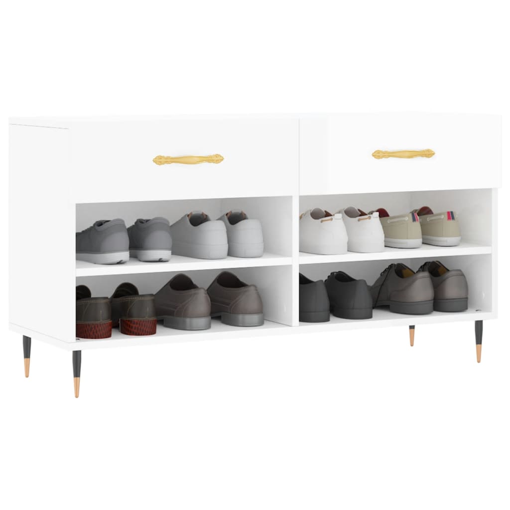 Klupa za cipele sjajna bijela 102x35x55 cm konstruirano drvo