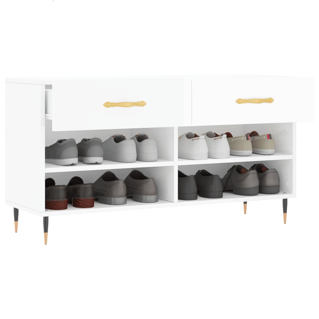 Klupa za cipele sjajna bijela 102x35x55 cm konstruirano drvo