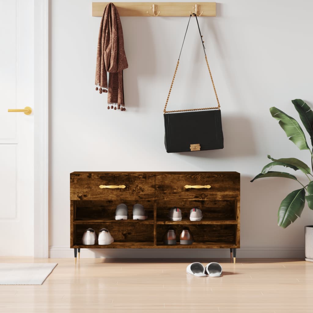 Klupa za cipele boja hrasta 102 x 35 x 55 cm konstruirano drvo