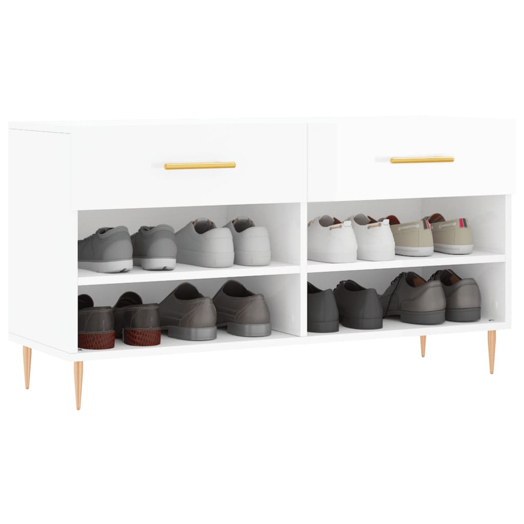 Klupa za cipele sjajna bijela 102x35x55 cm konstruirano drvo