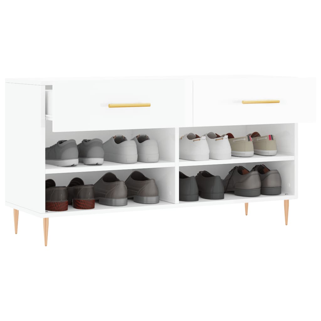 Klupa za cipele sjajna bijela 102x35x55 cm konstruirano drvo