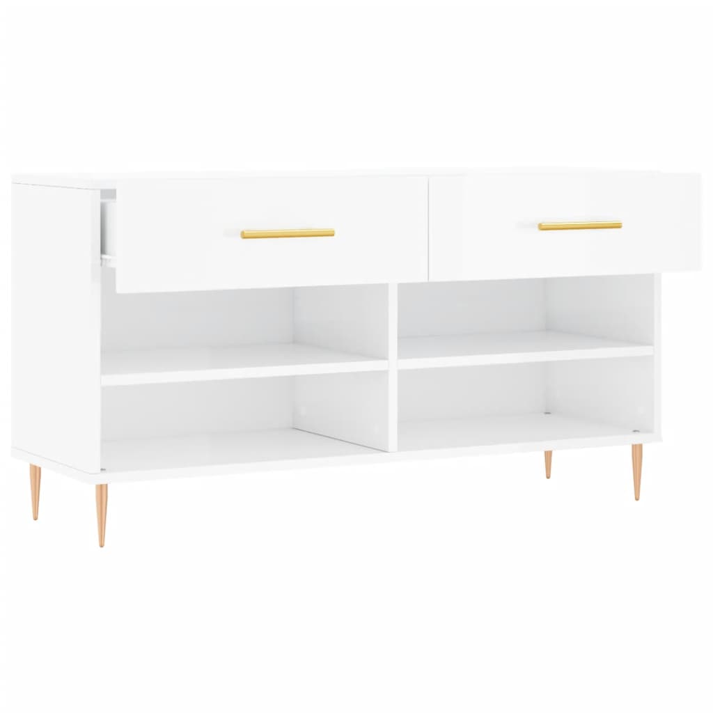 Klupa za cipele sjajna bijela 102x35x55 cm konstruirano drvo