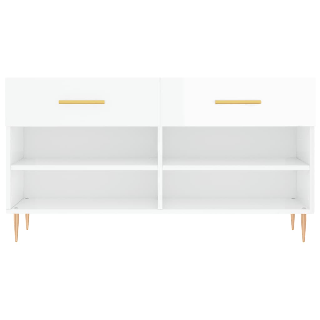 Klupa za cipele sjajna bijela 102x35x55 cm konstruirano drvo