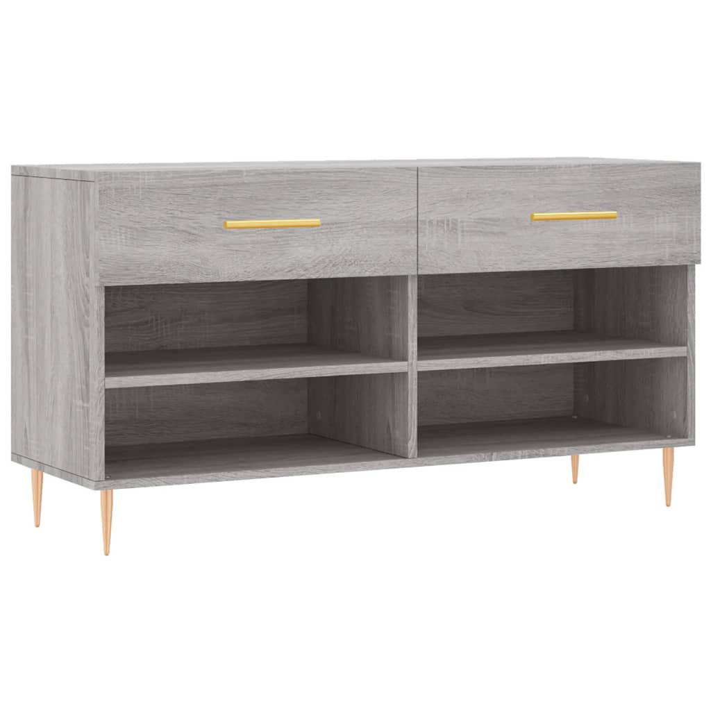 Klupa za cipele siva boja hrasta 102x35x55 cm konstruirano drvo