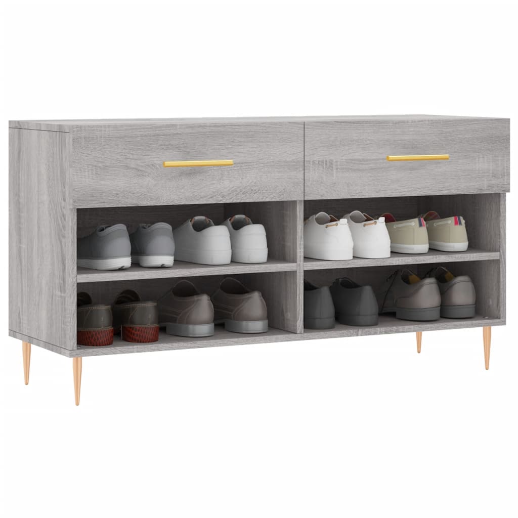 Klupa za cipele siva boja hrasta 102x35x55 cm konstruirano drvo