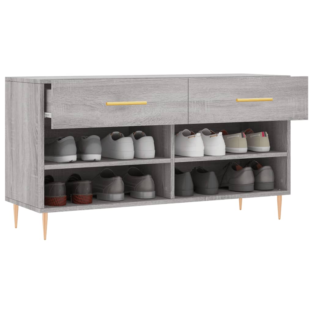 Klupa za cipele siva boja hrasta 102x35x55 cm konstruirano drvo