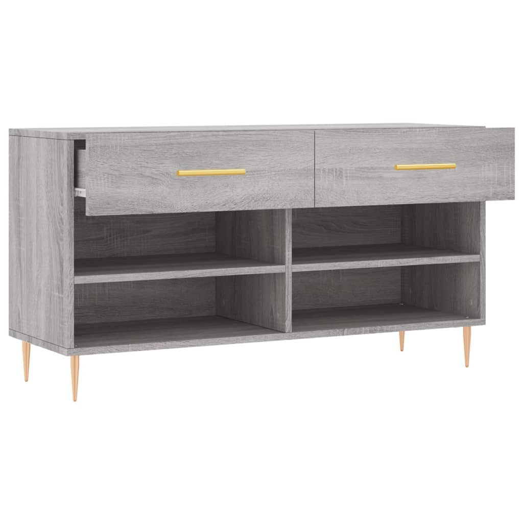 Klupa za cipele siva boja hrasta 102x35x55 cm konstruirano drvo