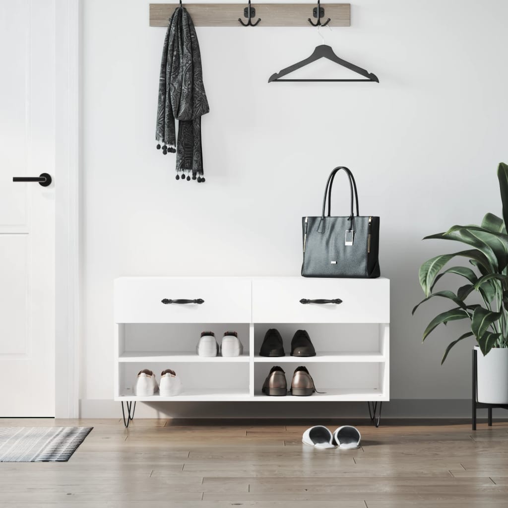 Klupa za cipele bijela 102 x 35 x 55 cm od konstruiranog drva