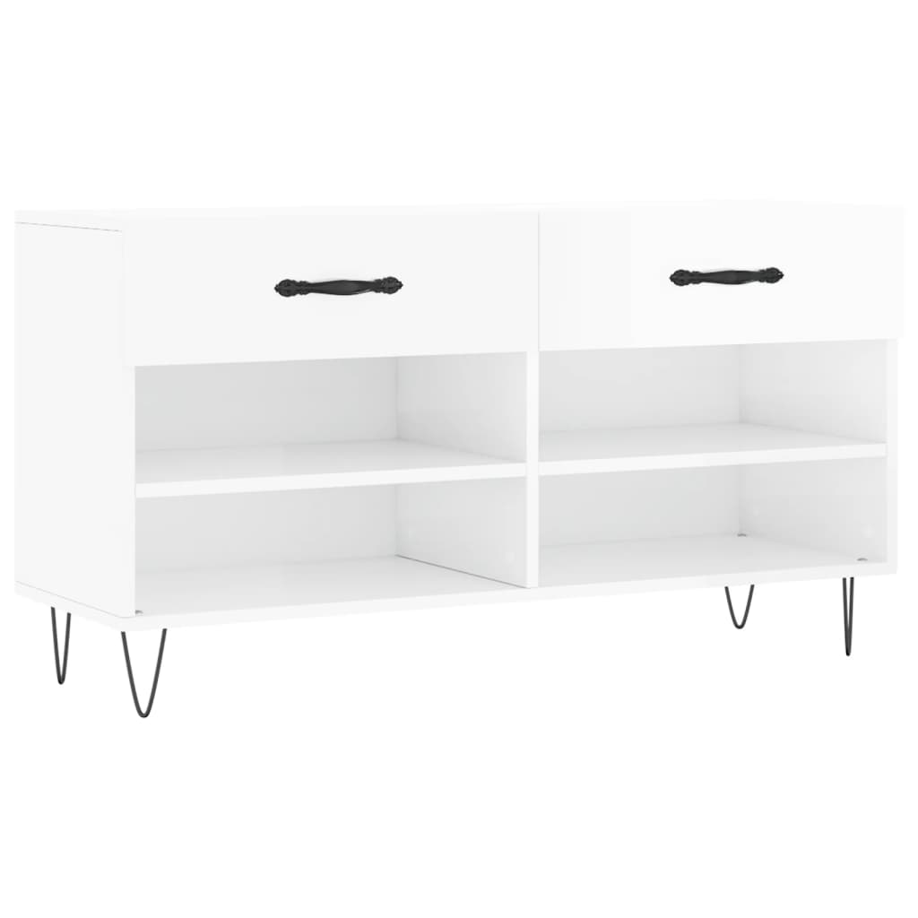 Klupa za cipele sjajna bijela 102x35x55 cm konstruirano drvo