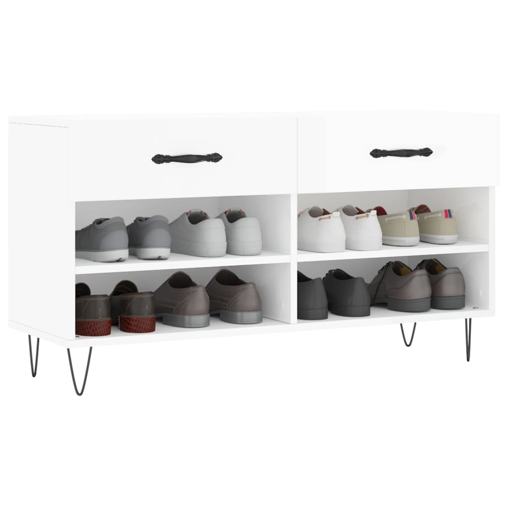 Klupa za cipele sjajna bijela 102x35x55 cm konstruirano drvo