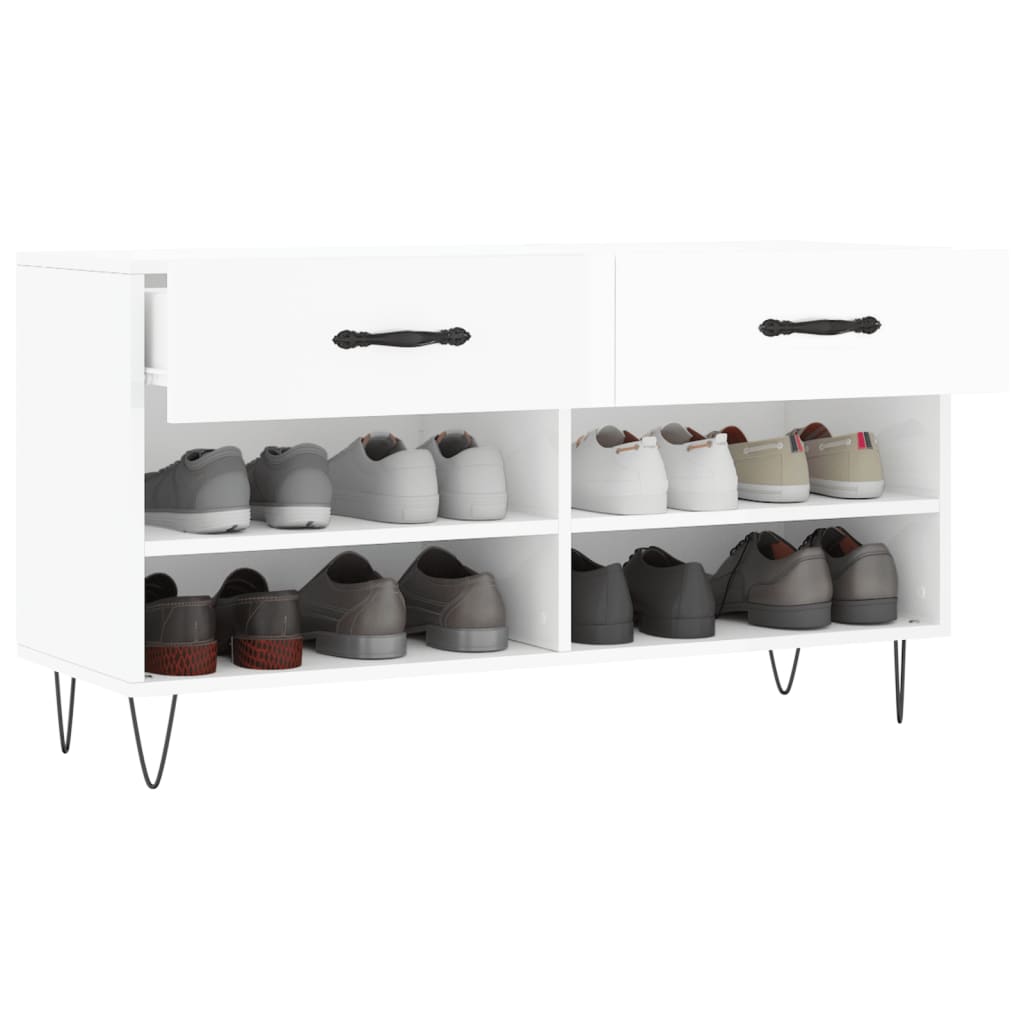Klupa za cipele sjajna bijela 102x35x55 cm konstruirano drvo
