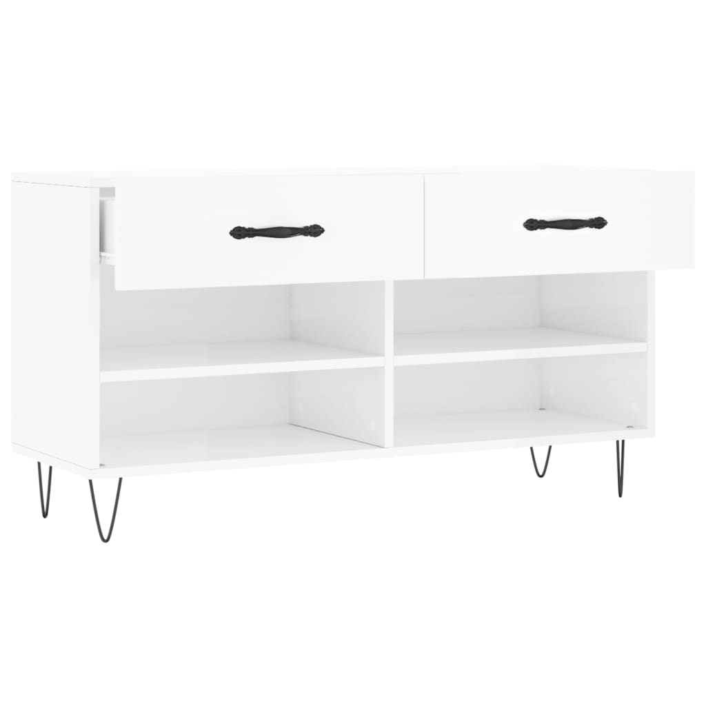 Klupa za cipele sjajna bijela 102x35x55 cm konstruirano drvo