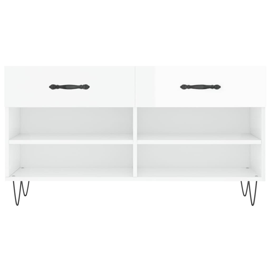 Klupa za cipele sjajna bijela 102x35x55 cm konstruirano drvo