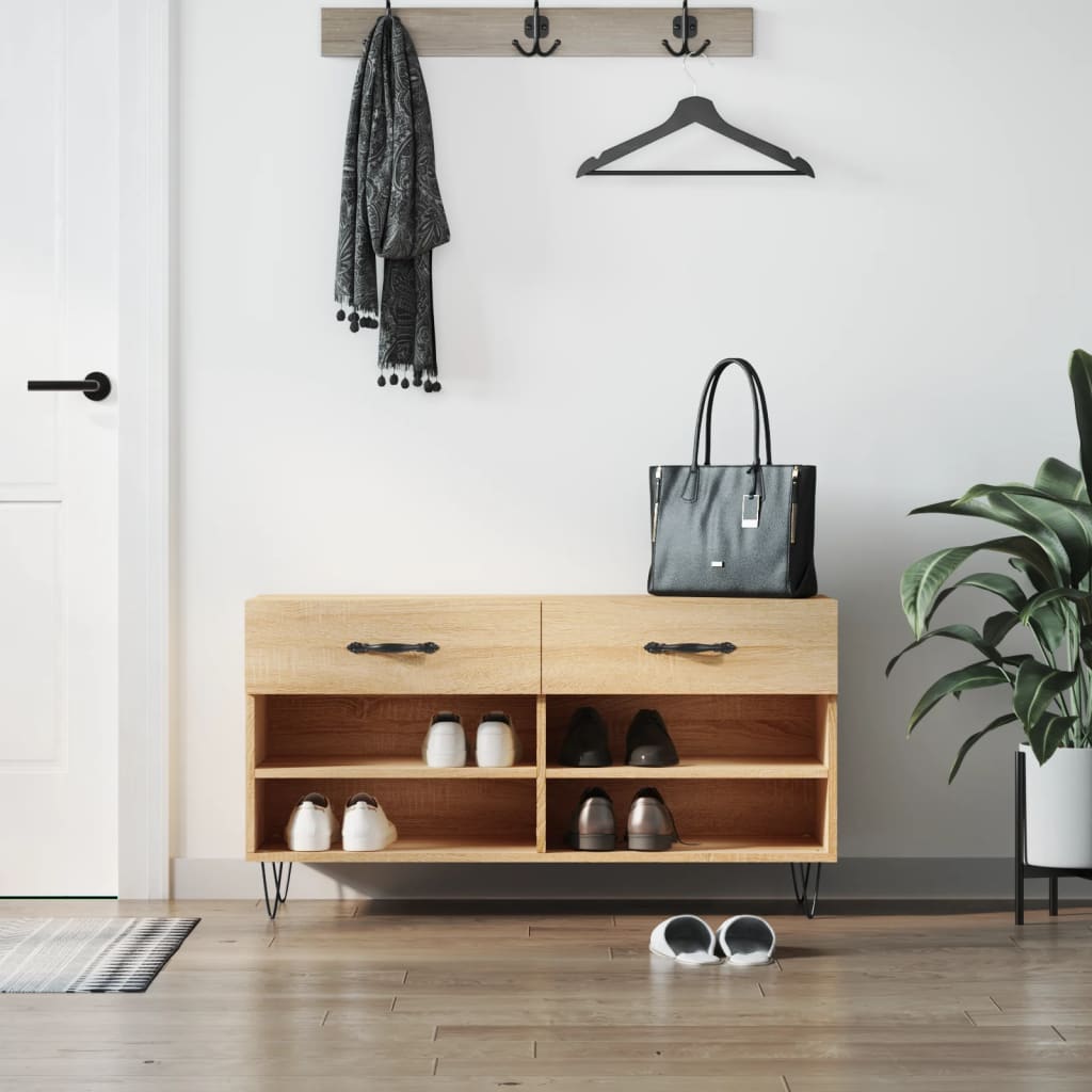 Klupa za cipele boja hrasta 102 x 35 x 55 cm konstruirano drvo