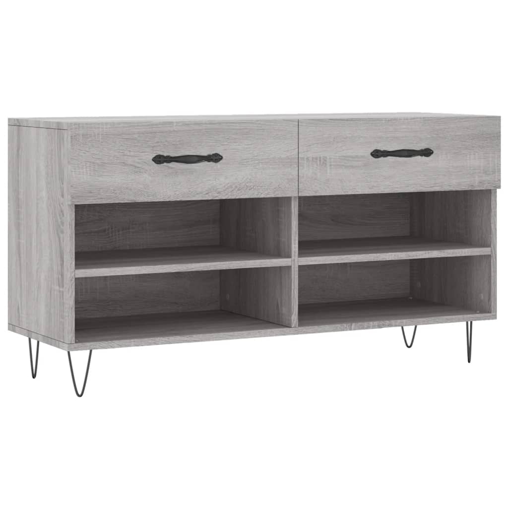 Klupa za cipele siva boja hrasta 102x35x55 cm konstruirano drvo