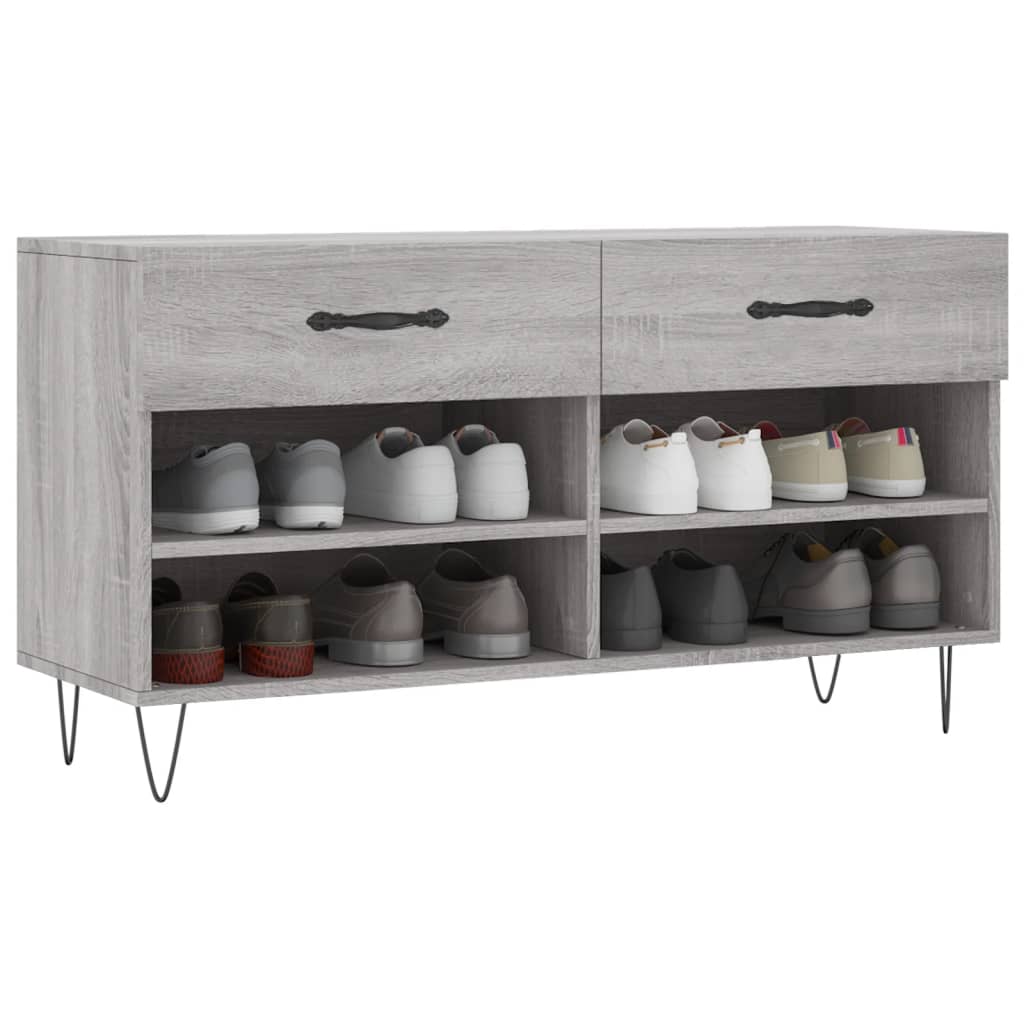 Klupa za cipele siva boja hrasta 102x35x55 cm konstruirano drvo