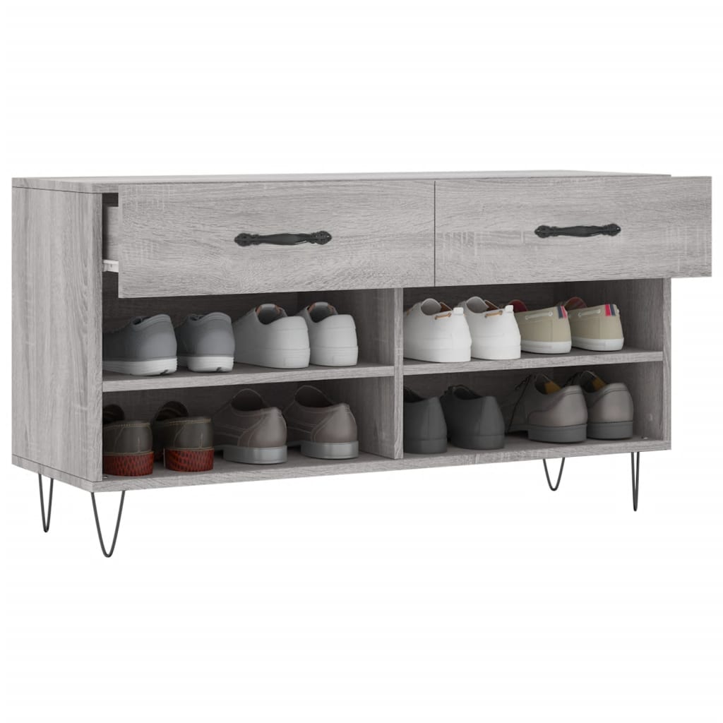 Klupa za cipele siva boja hrasta 102x35x55 cm konstruirano drvo
