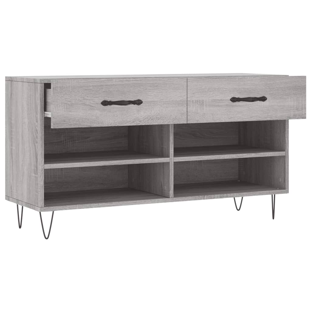 Klupa za cipele siva boja hrasta 102x35x55 cm konstruirano drvo