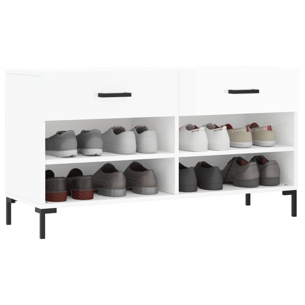 Klupa za cipele sjajna bijela 102x35x55 cm konstruirano drvo
