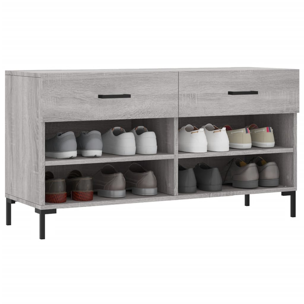 Klupa za cipele siva boja hrasta 102x35x55 cm konstruirano drvo