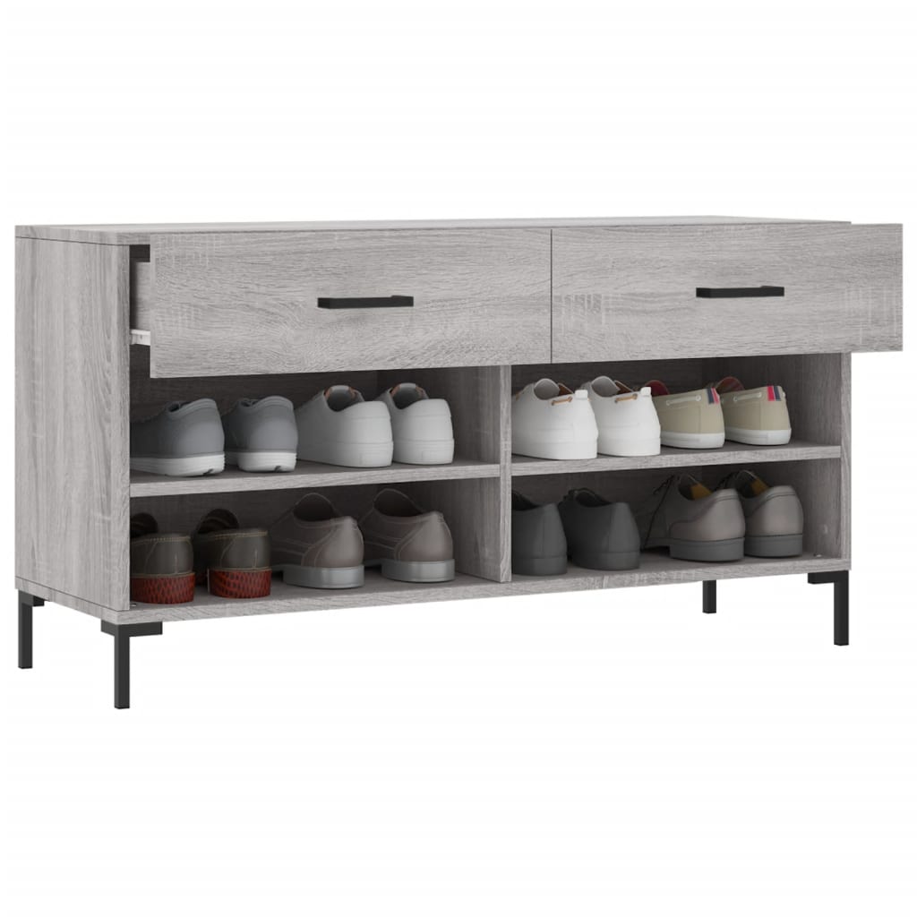 Klupa za cipele siva boja hrasta 102x35x55 cm konstruirano drvo