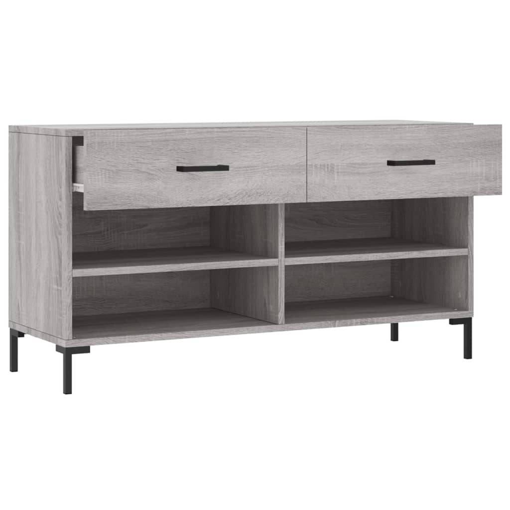 Klupa za cipele siva boja hrasta 102x35x55 cm konstruirano drvo