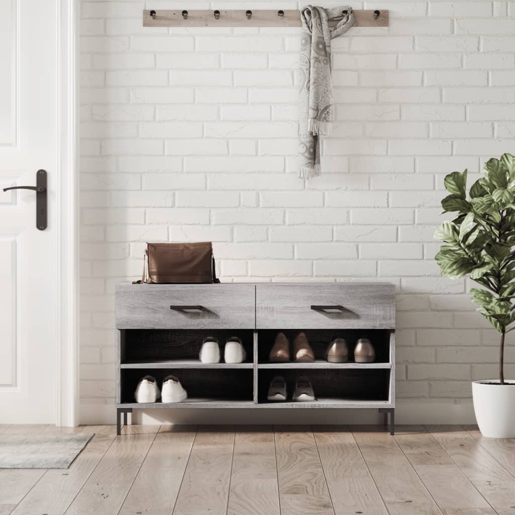 Klupa za cipele siva boja hrasta 102x35x55 cm konstruirano drvo