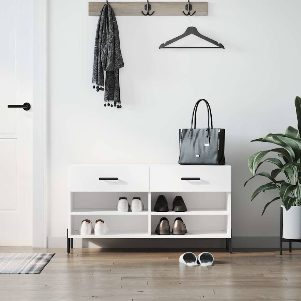 Klupa za cipele bijela 102 x 35 x 55 cm od konstruiranog drva