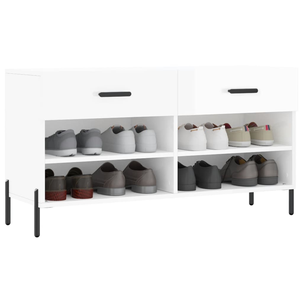 Klupa za cipele sjajna bijela 102x35x55 cm konstruirano drvo
