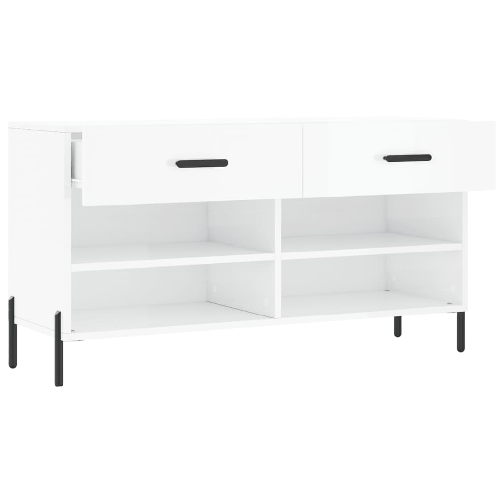 Klupa za cipele sjajna bijela 102x35x55 cm konstruirano drvo