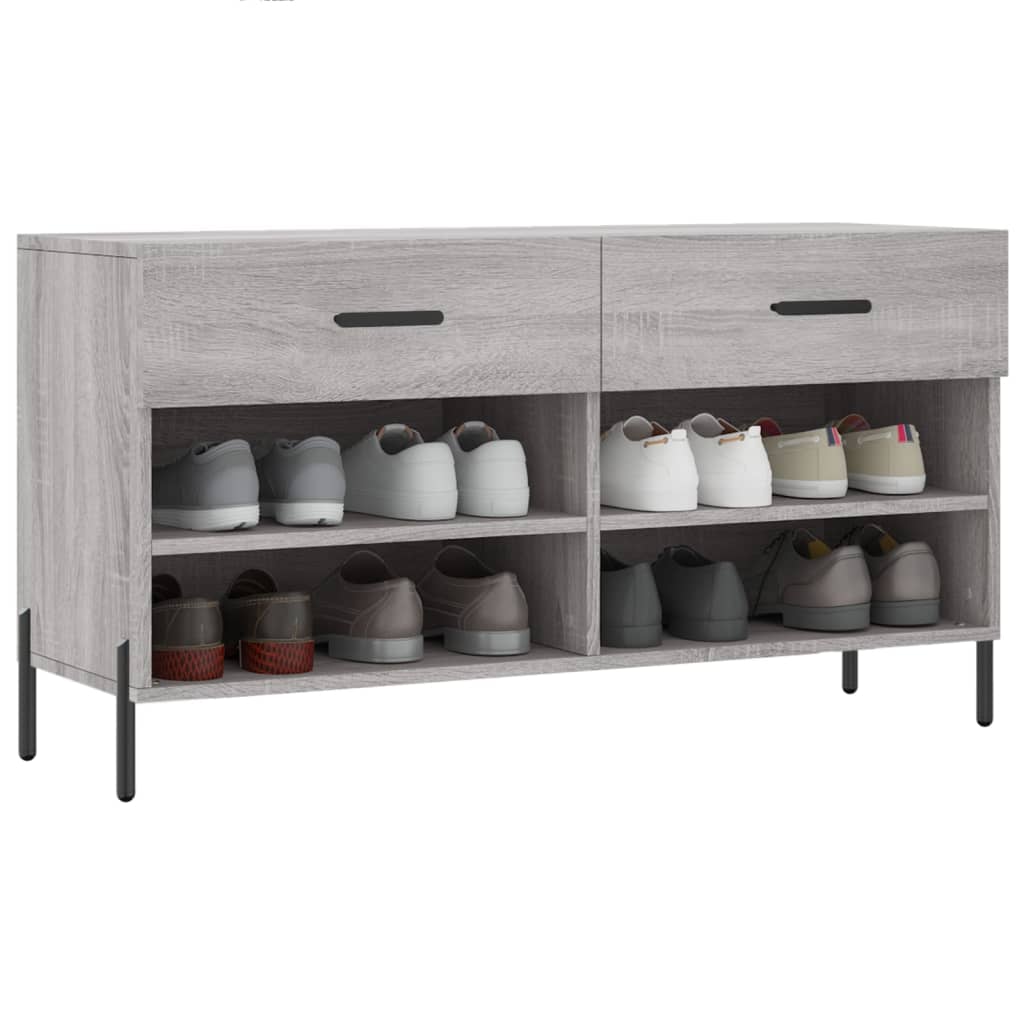 Klupa za cipele siva boja hrasta 102x35x55 cm konstruirano drvo